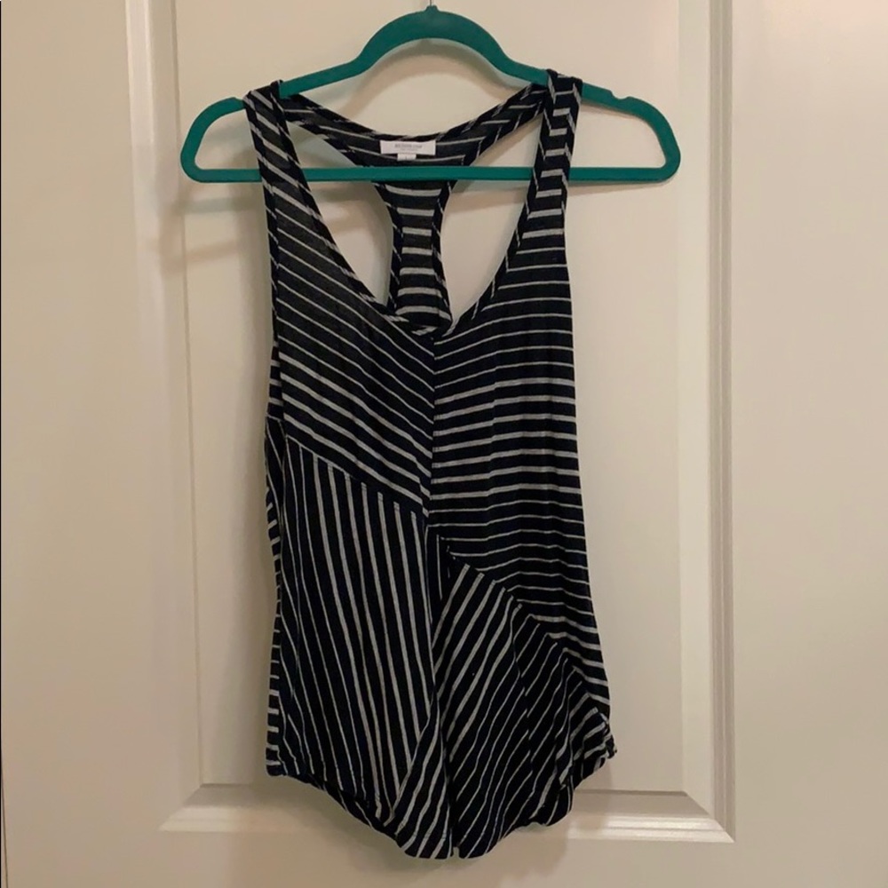 Geometric stripe black & grey racerback tank top